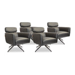 SIX Ledersessel Elito Schwarz, Metall – 4er-Set