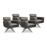 SIX Ledersessel Elito Schwarz, Metall – 4er-Set