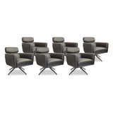 SIX Ledersessel Elito Schwarz, Metall – 6er-Set