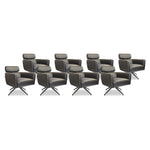 SIX Ledersessel Elito Schwarz, Metall – 8er-Set