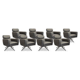 SIX Ledersessel Elito Schwarz, Metall – 8er-Set