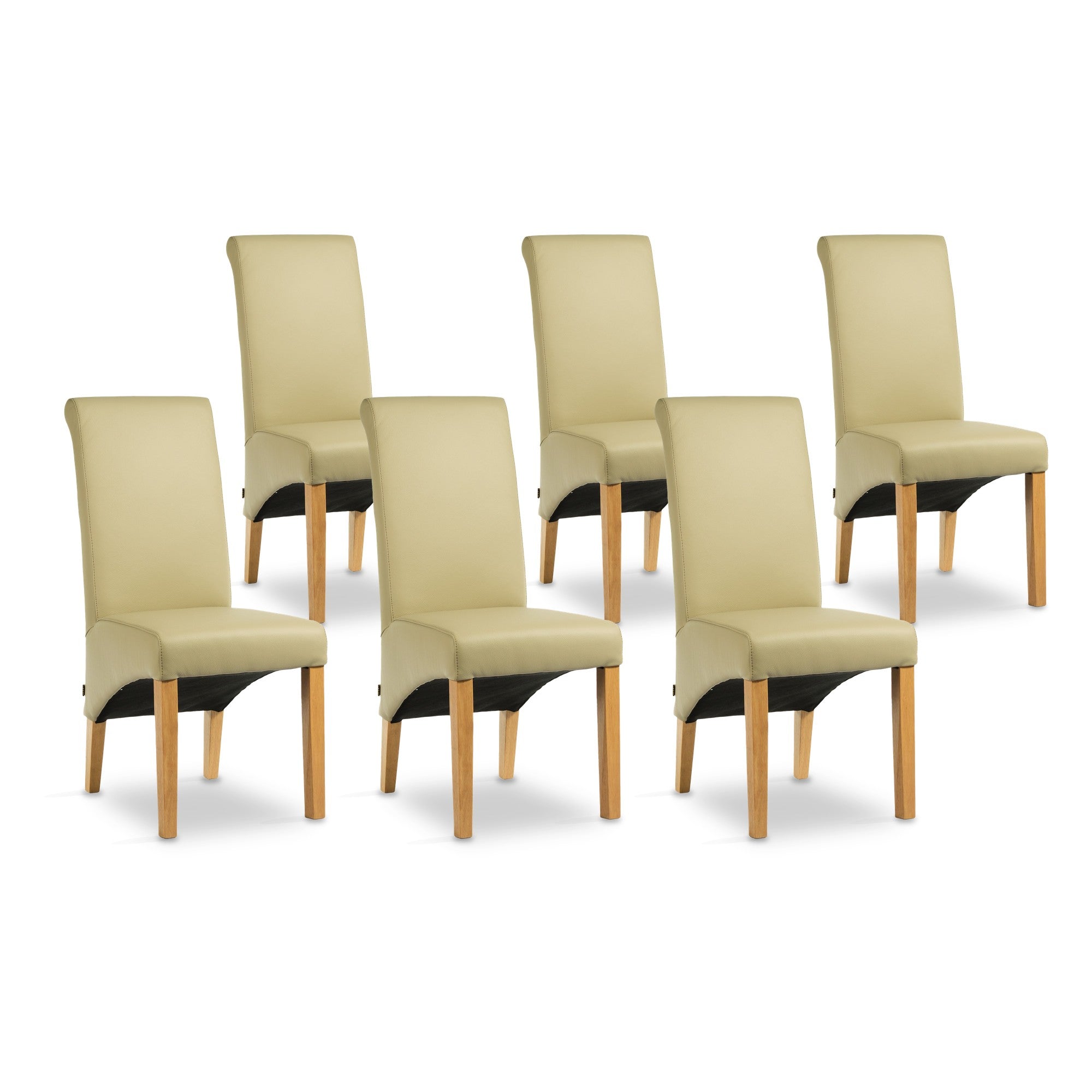SIX Lederstuhl Felice Sand, Eiche – 6er-Set