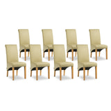 SIX Lederstuhl Felice Sand, Eiche – 8er-Set