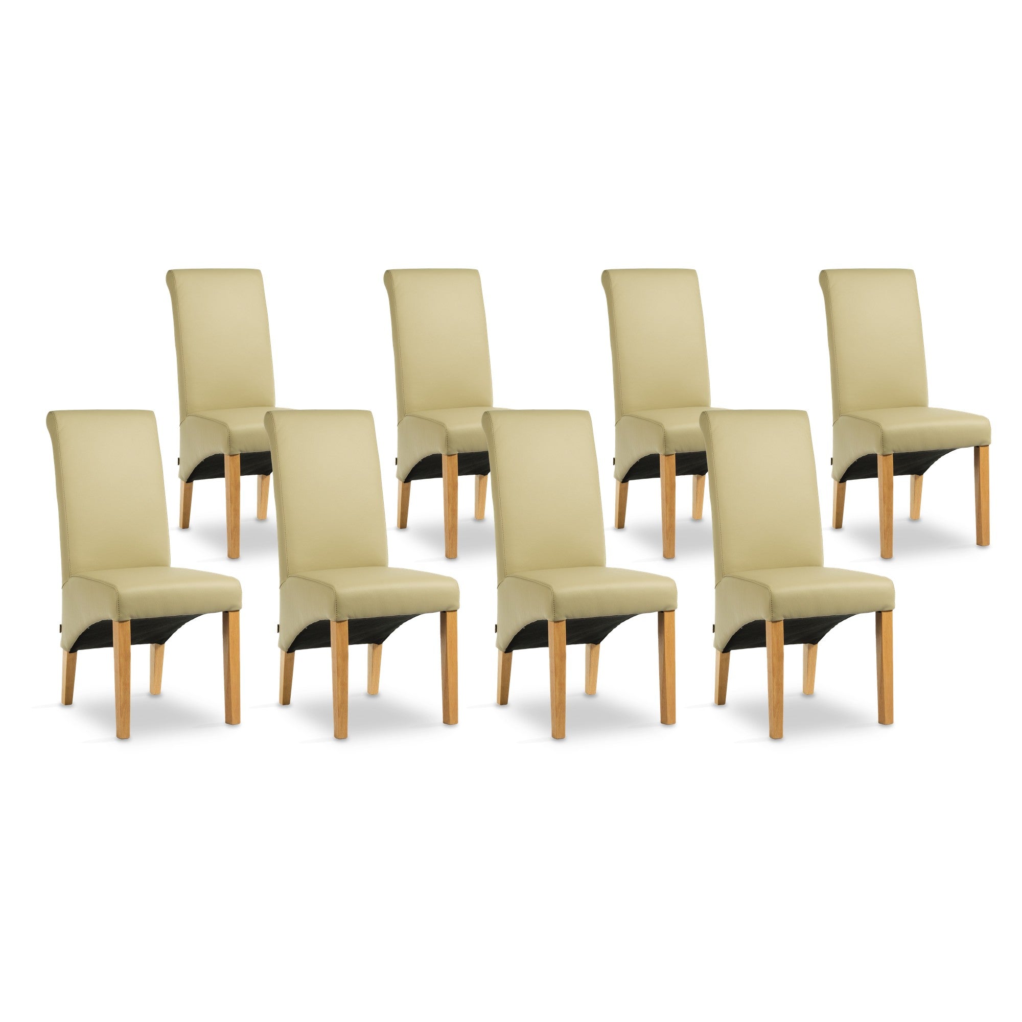 SIX Lederstuhl Felice Sand, Eiche – 8er-Set