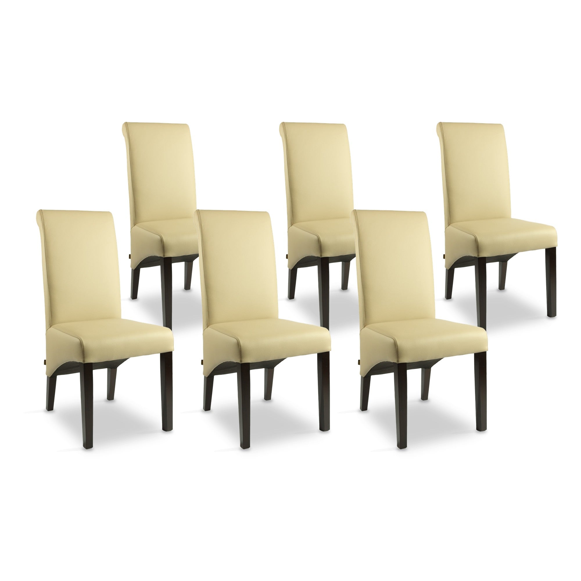 SIX Lederstuhl Felice Sand, Hartholz (Wenge) – 6er-Set