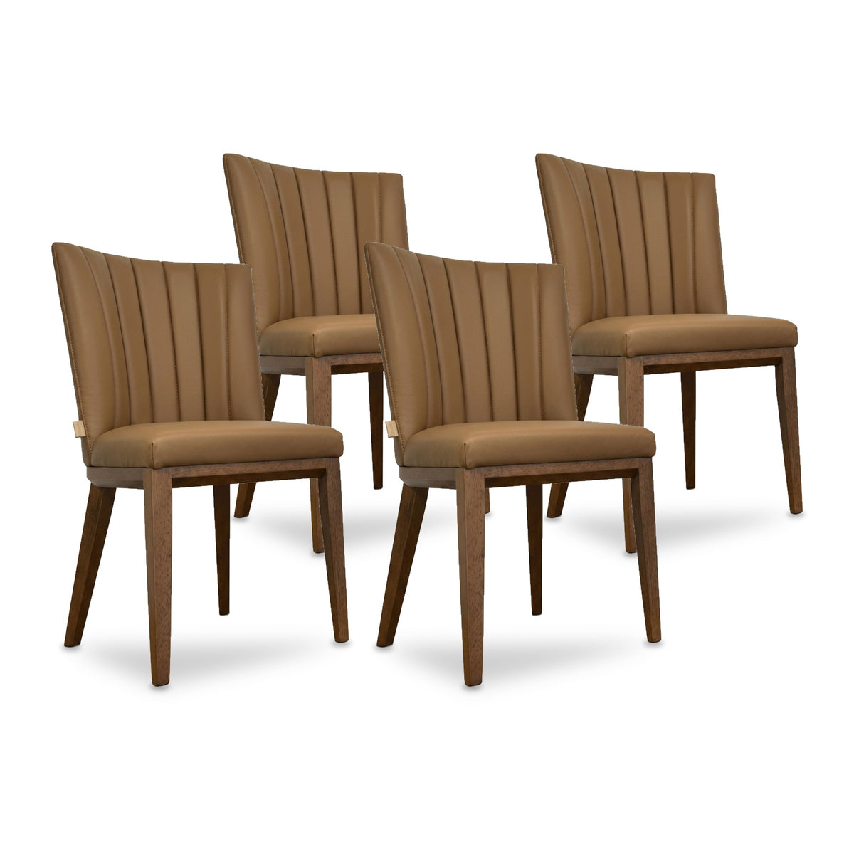 SIX chaise en cuir Fenci marron clair, noyer – chaises autour de la table à manger