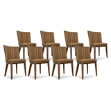 SIX Lederstuhl Fenci Hellbraun, Nussbaum – 8er-Set