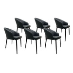SIX Lederstuhl Armlehnstuhl Fizio Schwarz, Metall – 6er-Set