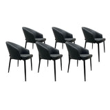 SIX Lederstuhl Armlehnstuhl Fizio Schwarz, Metall – 6er-Set