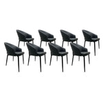 SIX Lederstuhl Armlehnstuhl Fizio Schwarz, Metall – 8er-Set