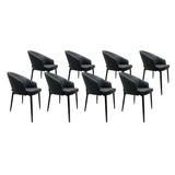 SIX Lederstuhl Armlehnstuhl Fizio Schwarz, Metall – 8er-Set
