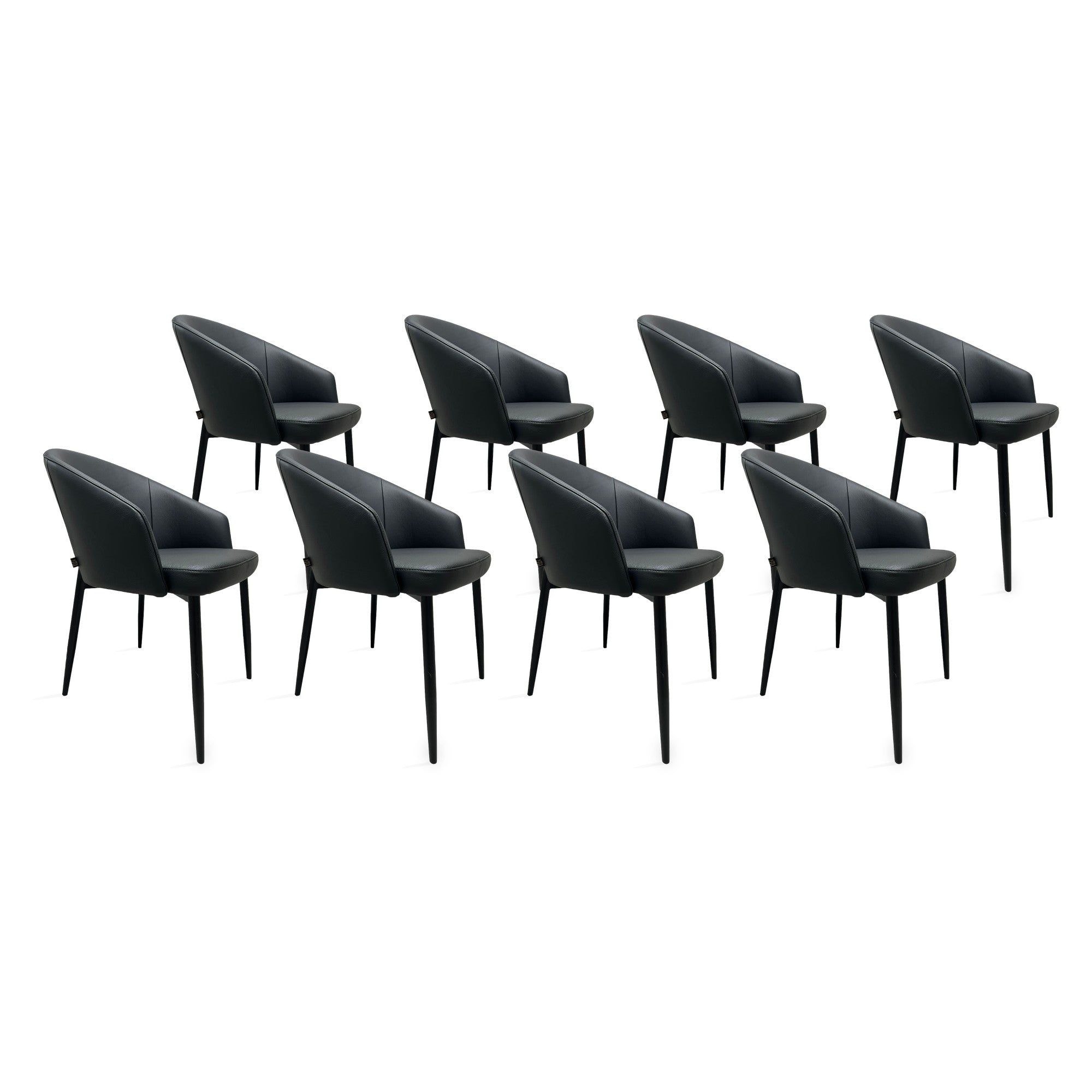 SIX Lederstuhl Armlehnstuhl Fizio Schwarz, Metall – 8er-Set
