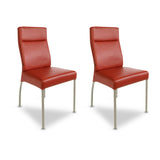 SIX Lederstuhl Gatto Rot, Edelstahl – 2er-Set
