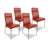 SIX Lederstuhl Gatto Rot, Edelstahl – 4er-Set