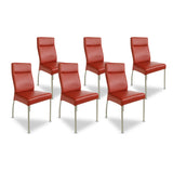 SIX Lederstuhl Gatto Rot, Edelstahl – 6er-Set