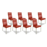 SIX Lederstuhl Gatto Rot, Edelstahl – 8er-Set