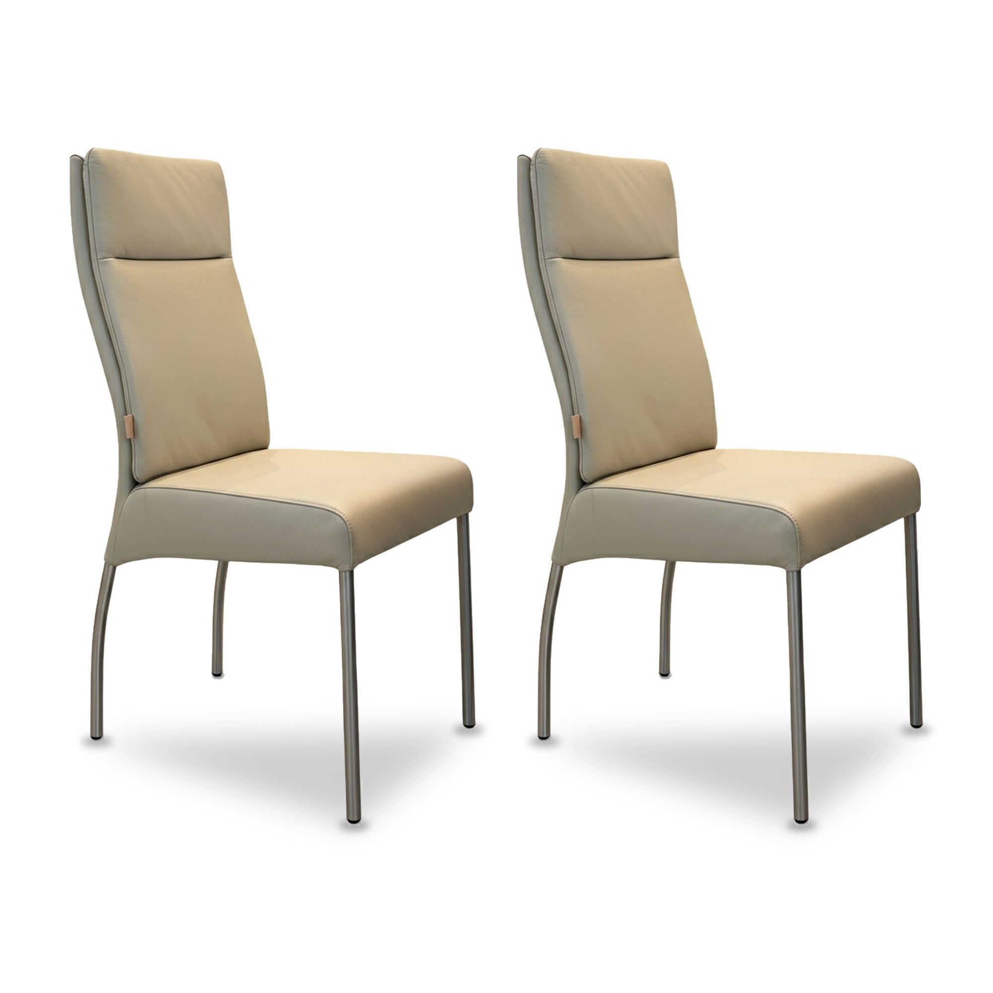 SIX Lederstuhl Gatto Sand, Edelstahl – 2er-Set