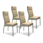 SIX Lederstuhl Gatto Sand, Edelstahl – 4er-Set