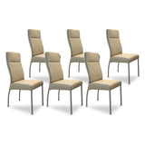 SIX Lederstuhl Gatto Sand, Edelstahl – 6er-Set