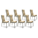SIX Lederstuhl Gatto Sand, Edelstahl – 8er-Set