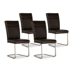 SIX Lederstuhl Freischwinger Lemgo Rindsleder Braun Edelstahl – 4er-Set