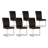 SIX Lederstuhl Freischwinger Lemgo Rindsleder Braun Edelstahl – 6er-Set