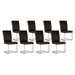 SIX Lederstuhl Freischwinger Lemgo Rindsleder Braun Edelstahl – 8er-Set