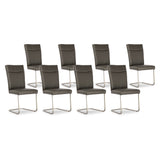 SIX Lederstuhl Freischwinger Lemgo Rindsleder Grau Edelstahl – 8er-Set