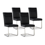 SIX Lederstuhl Freischwinger Lemgo Rindsleder Schwarz Edelstahl – 4er-Set