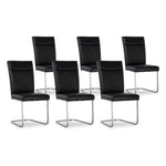 SIX Lederstuhl Freischwinger Lemgo Rindsleder Schwarz Edelstahl – 6er-Set