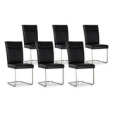 SIX Lederstuhl Freischwinger Lemgo Rindsleder Schwarz Edelstahl – 6er-Set