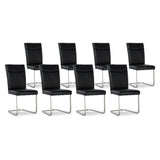 SIX Lederstuhl Freischwinger Lemgo Rindsleder Schwarz Edelstahl – 8er-Set