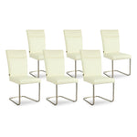 SIX Lederstuhl Freischwinger Lemgo Rindsleder Weiß Edelstahl – 6er-Set