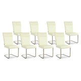 SIX Lederstuhl Freischwinger Lemgo Rindsleder Weiß Edelstahl – 8er-Set