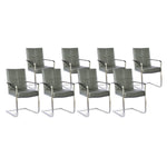 SIX Freischwinger Armlehnstuhl Libero Rindsleder Grau Edelstahl – 8er-Set