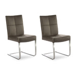 SIX Esszimmer Freischwinger Echt Lederstuhl Libero Rindsleder braun Edelstahl – 2er-Set
