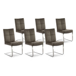SIX Esszimmer Freischwinger Echt Lederstuhl Libero Rindsleder braun Edelstahl – 6er-Set