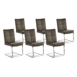 SIX Esszimmer Freischwinger Echt Lederstuhl Libero Rindsleder braun Edelstahl – 6er-Set
