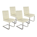 SIX Freischwinger Lederstuhl Libero Rindsleder Creme Weiß, Edelstahl – 4er-Set