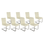 SIX Freischwinger Lederstuhl Libero Rindsleder Creme Weiß, Edelstahl – 8er-Set