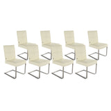 SIX Freischwinger Lederstuhl Libero Rindsleder Creme Weiß, Edelstahl – 8er-Set