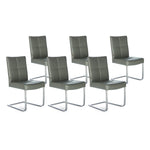 SIX Freischwinger Lederstuhl Libero Rindsleder Grau, Edelstahl – 6er-Set