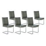 SIX Freischwinger Lederstuhl Libero Rindsleder Grau, Edelstahl – 6er-Set