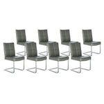 SIX Freischwinger Lederstuhl Libero Rindsleder Grau, Edelstahl – 8er-Set
