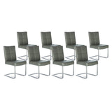 SIX Freischwinger Lederstuhl Libero Rindsleder Grau, Edelstahl – 8er-Set
