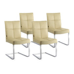 SIX Freischwinger Lederstuhl Libero Rindsleder Sand, Edelstahl – 4er-Set