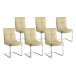 SIX Freischwinger Lederstuhl Libero Rindsleder Sand, Edelstahl – 6er-Set