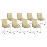 SIX Freischwinger Lederstuhl Libero Rindsleder Sand, Edelstahl – 8er-Set