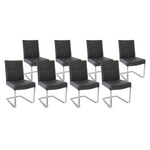 SIX Freischwinger Lederstuhl Libero Rindsleder Schwarz, Edelstahl – 8er-Set