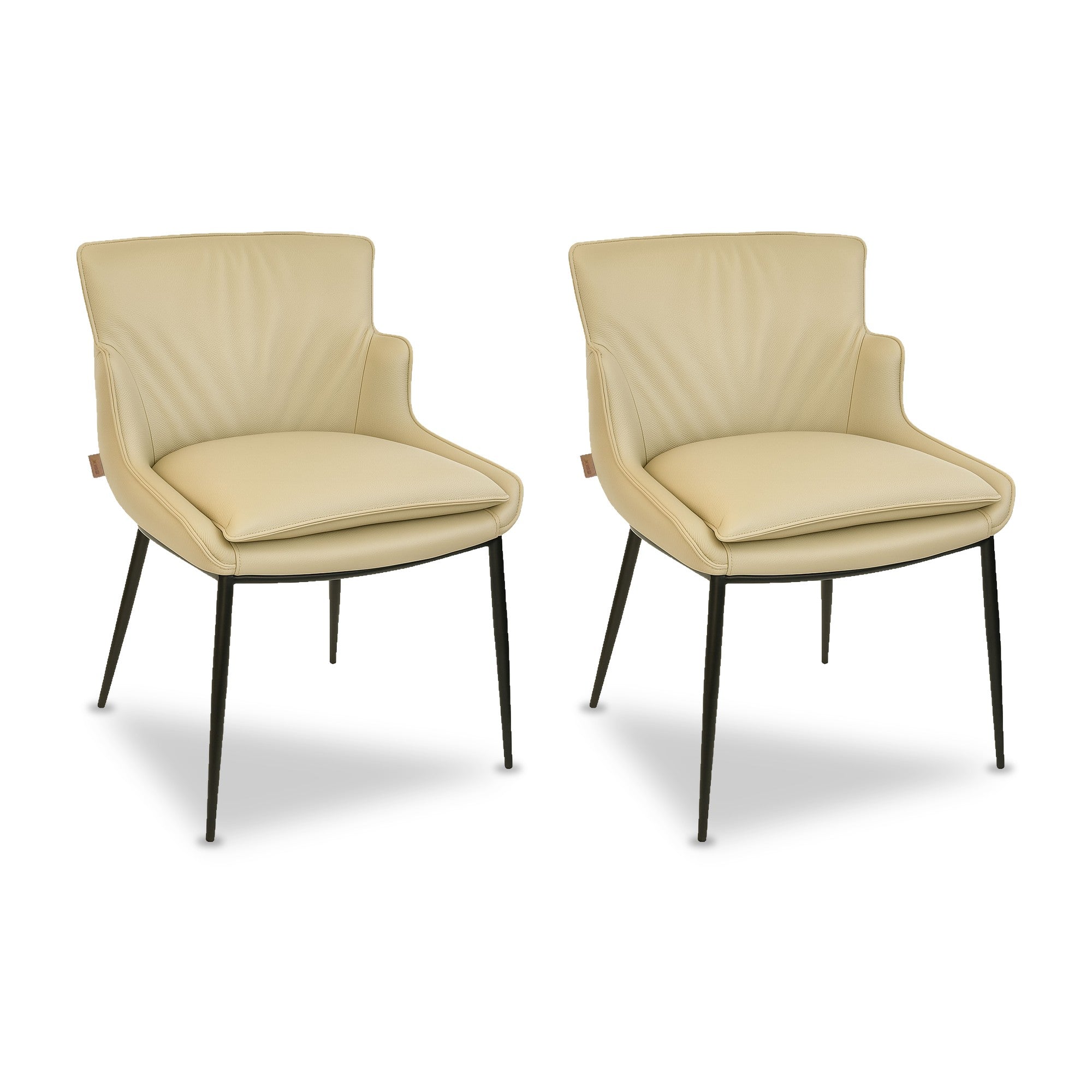 SIX Lederstuhl Lusso Sand, Metall – 2er-Set